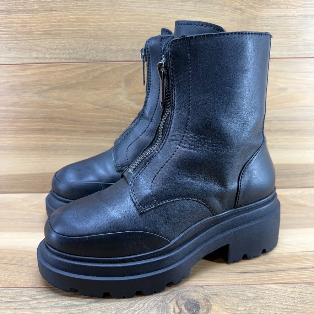 Thursday Boots Ryder Platform Womens 7 Black Leather Chunky Lug Zip Goth Punk - Picture 3 of 12